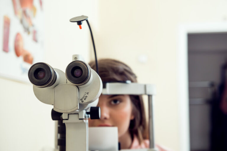 Female patient at the optometrist