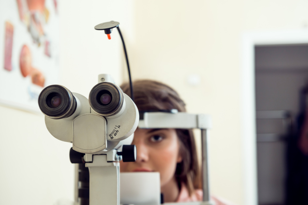Female patient at the optometrist